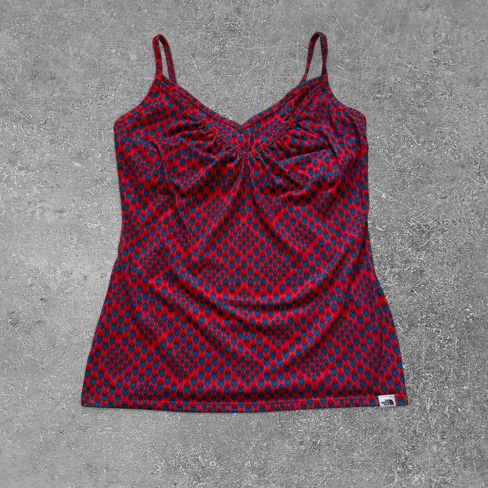 The North Face Womens Red Blue Geometric Shelf Bra Tank Top Size M